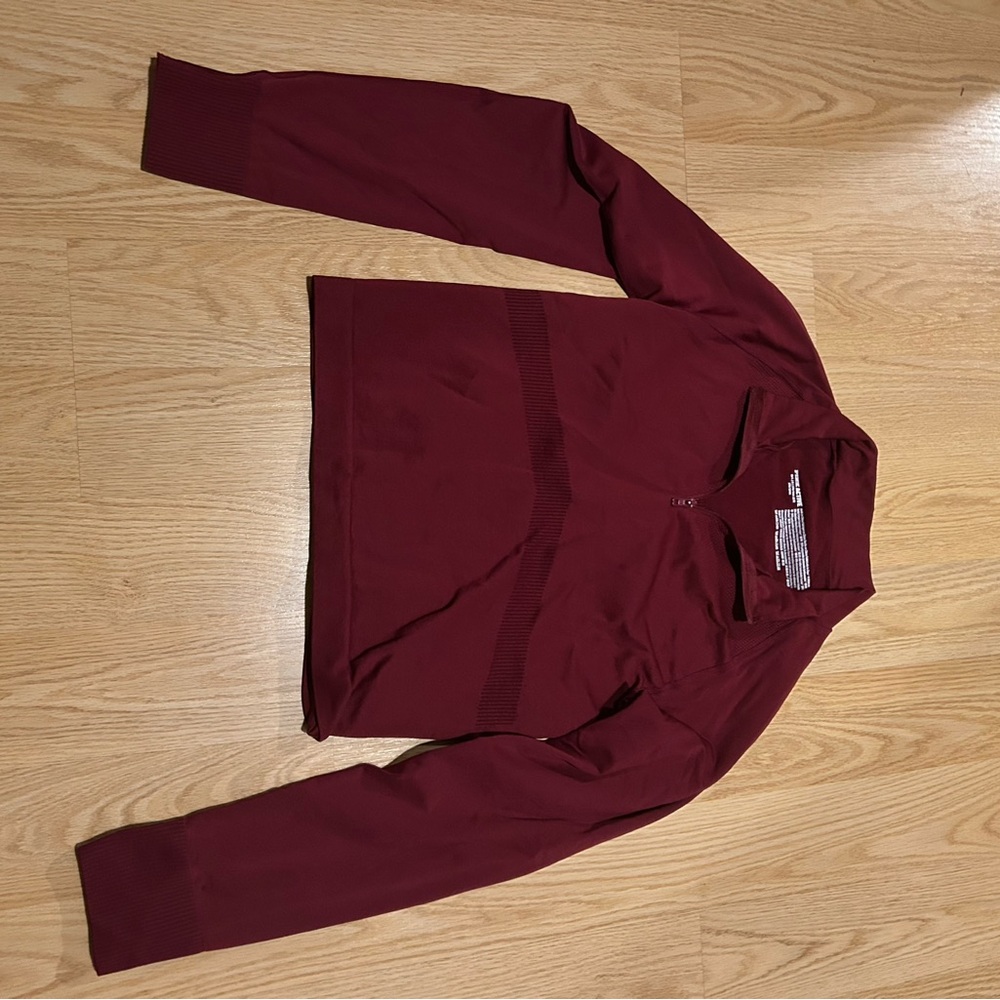 PINK Maroon 1/4 zip Long Sleeve Top